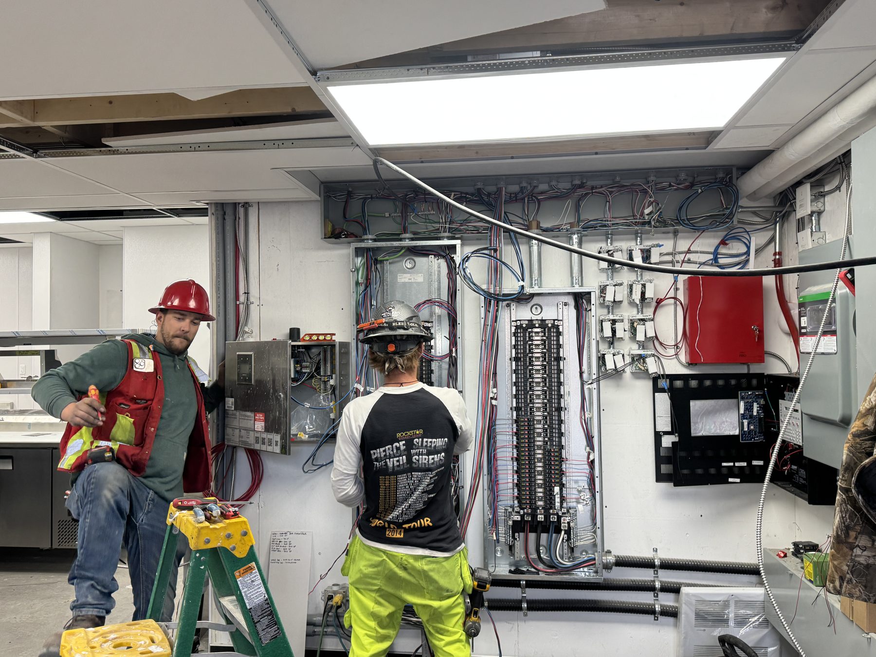 Electricians installing and wiring new electrical panels and fixtures — Blowers and Grafton (Red Deer)